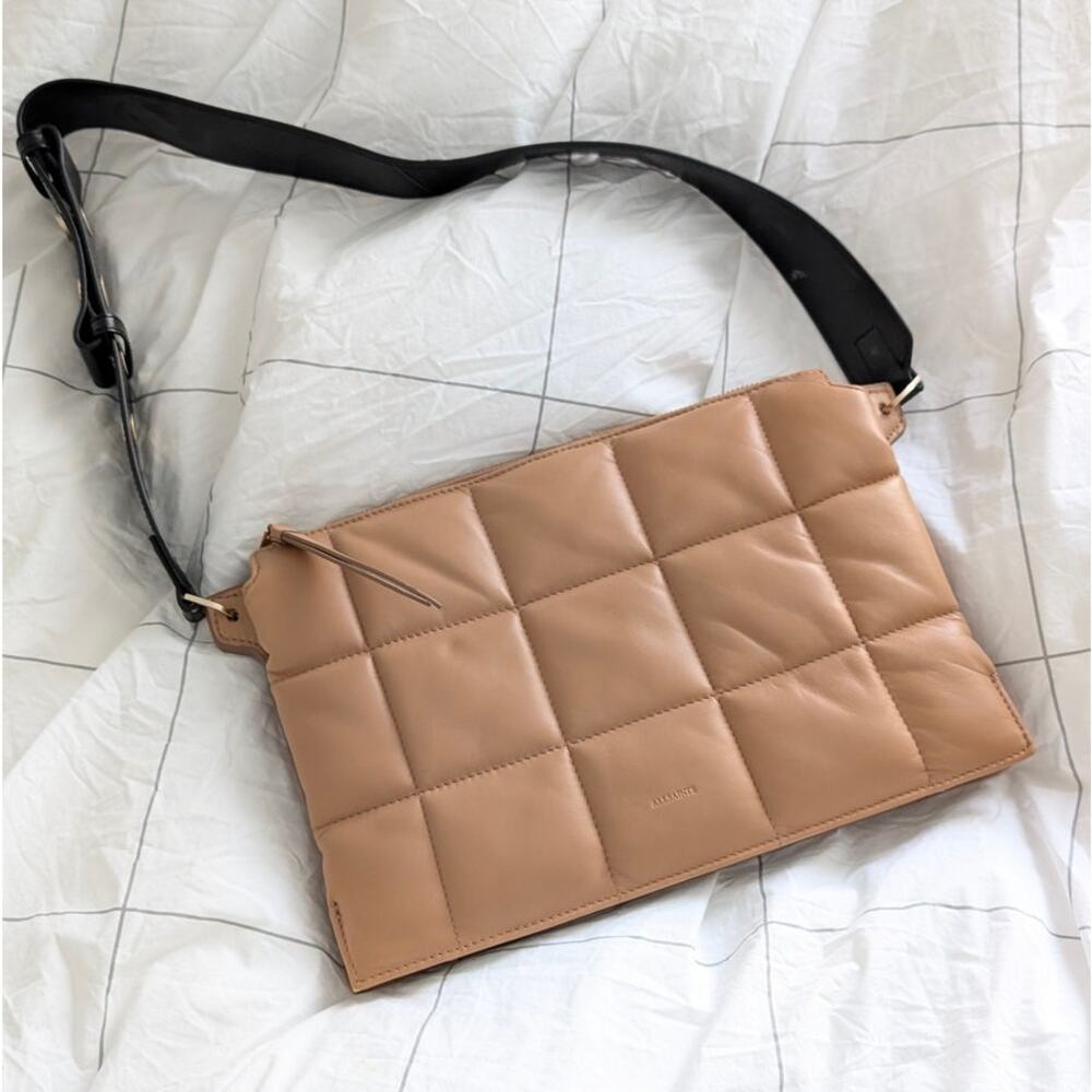AllSaints Brown/Tan Sheringham Leather Quilted Shoulder Bag